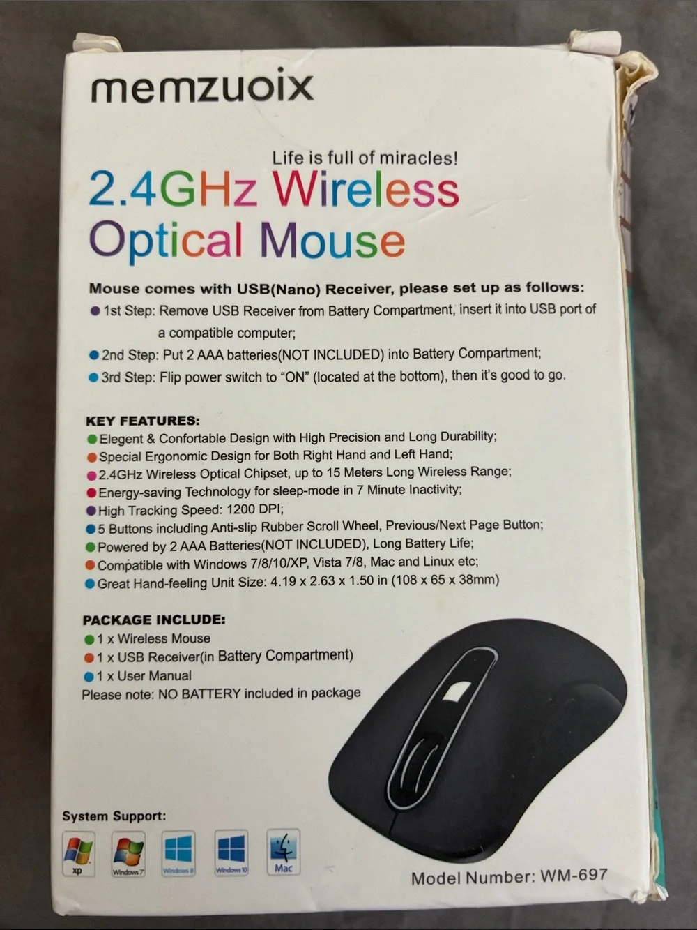 Wireless Optical Mouse – Black